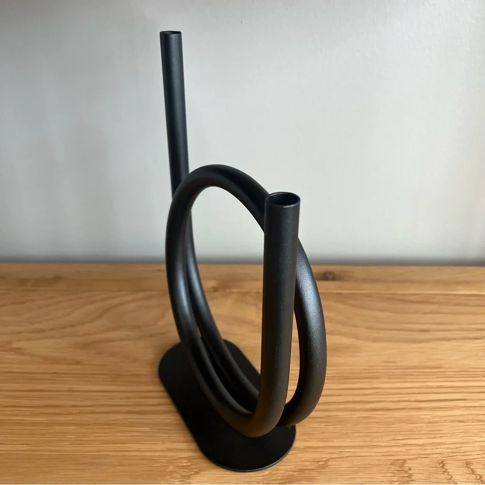IKEA matte black danish modern metal candlestick holder